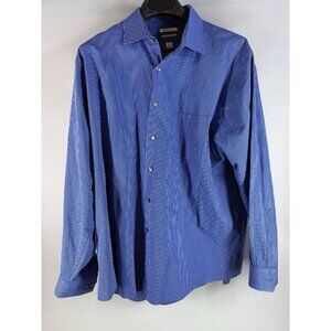 Van Heusen Flex Regular Fit Stretch Dress Shirt Men's 18 34/35R Long Sleeve Blue